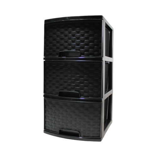 Cajonera Rattan 3 Cajones Negra