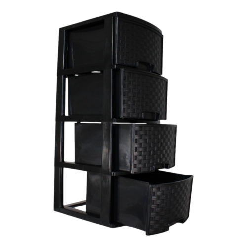 Cajonera Rattan 4 Cajones Negra